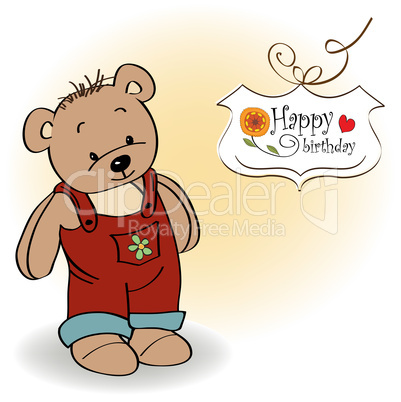 birthday greeting card with teddy bear