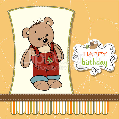 birthday greeting card with teddy bear