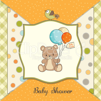 baby shower card with cute teddy bear