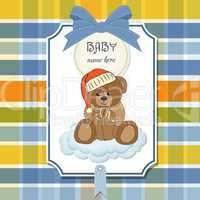 baby shower card with sleepy teddy bear