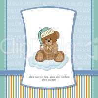 customizable greeting card with teddy bear