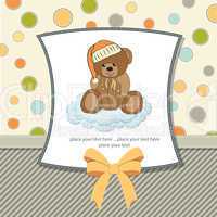 customizable greeting card with teddy bear