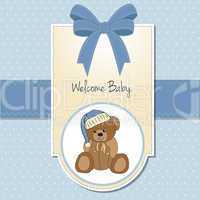 baby shower card with sleepy teddy bear