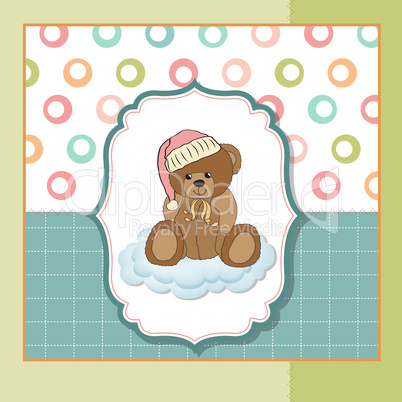 customizable greeting card with teddy bear