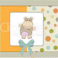 childish baby shower card with hippo toy