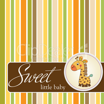 new baby announcement card with giraffe