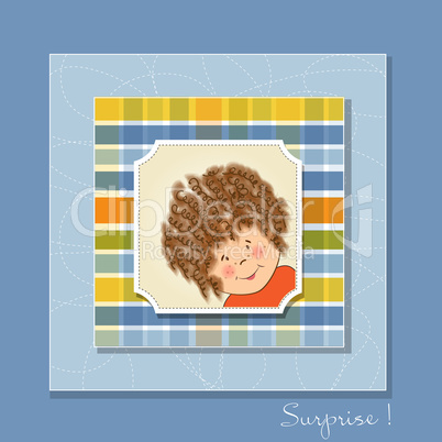 greeting card with curly girl
