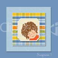 greeting card with curly girl