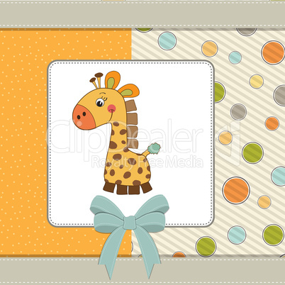 new baby announcement card with giraffe