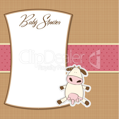 new baby girl announcement card with cow