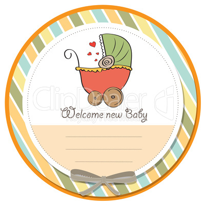 delicate baby shower card with pram