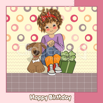 birthday greeting card with pretty little girl