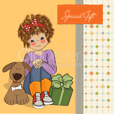 birthday greeting card with pretty little girl