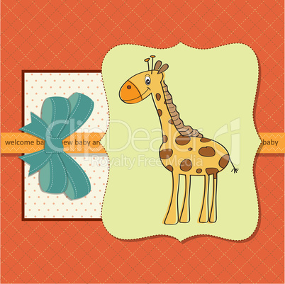 new baby announcement card with giraffe