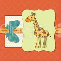 new baby announcement card with giraffe