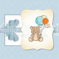 baby shower card with cute teddy bear