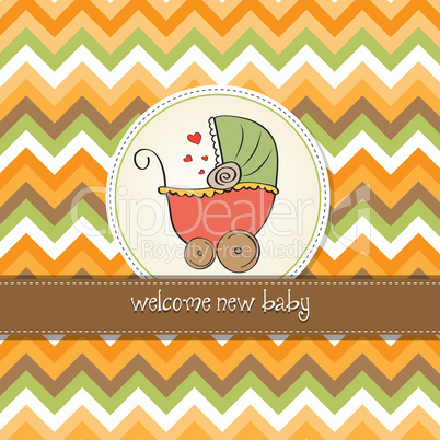 delicate baby shower card with pram