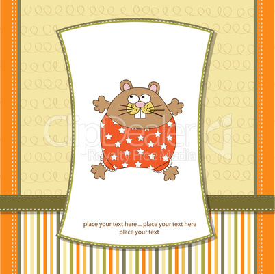 greeting card with cute little rat