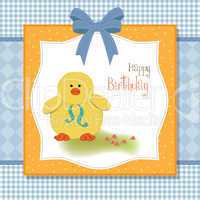 birthday card with little duck