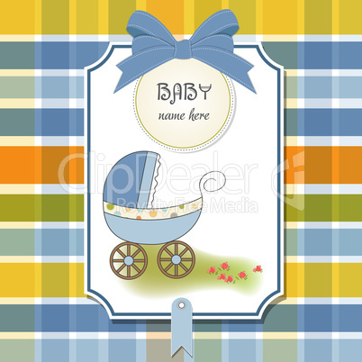 baby announcement card with pram