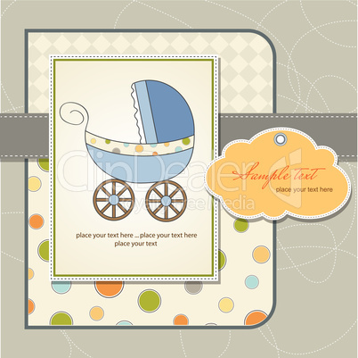 baby boy shower card with stroller