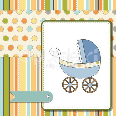 baby boy shower card with stroller