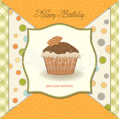 cute happy birthday card with cupcake