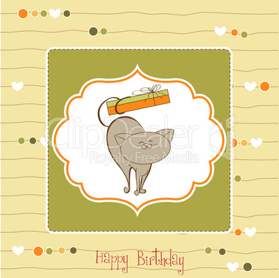 happy birthday card with cute cat