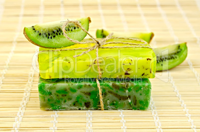 soap homemade with twine and kiwi