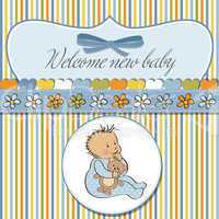 baby announcement card with little boy