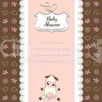 new baby girl announcement card with cow