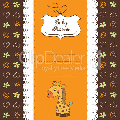 new baby announcement card with giraffe