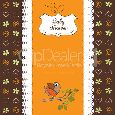 welcome baby card with funny little bird welcome baby card with funny little bird