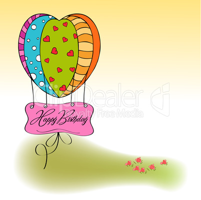 happy birthday card with balloons.