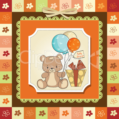 baby shower card with cute teddy bear