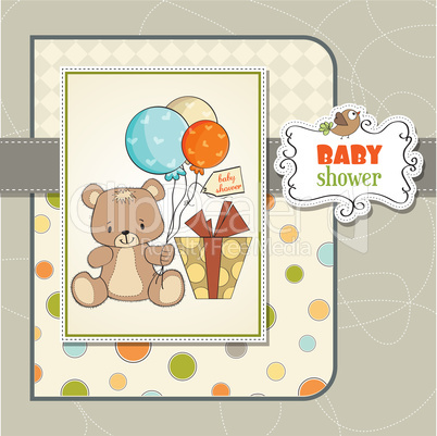 baby shower card with cute teddy bear