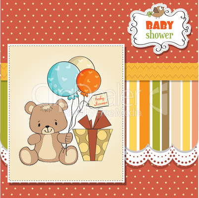 baby shower card with cute teddy bear