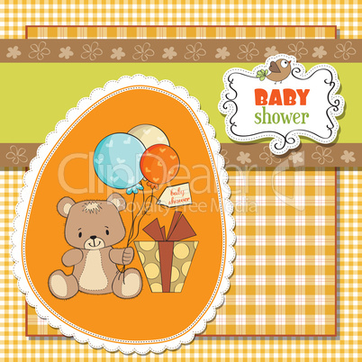 baby shower card with cute teddy bear