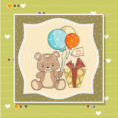 baby shower card with cute teddy bear