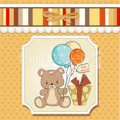 baby shower card with cute teddy bear