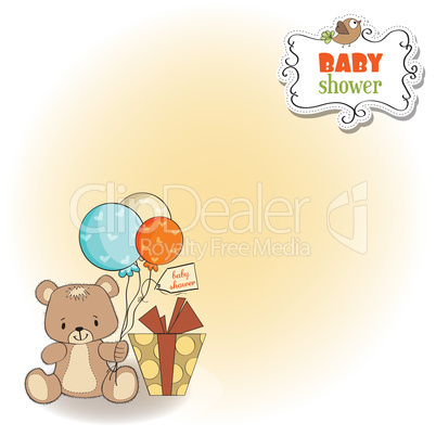 baby shower card with cute teddy bear