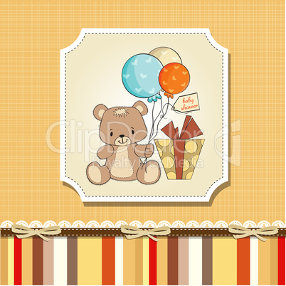 baby shower card with cute teddy bear