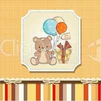 baby shower card with cute teddy bear