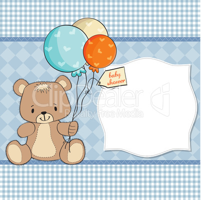 baby shower card with cute teddy bear