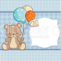 baby shower card with cute teddy bear