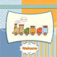 baby  shower card with toy train