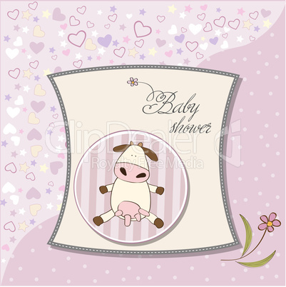 new baby girl announcement card with cow