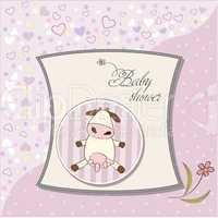 new baby girl announcement card with cow