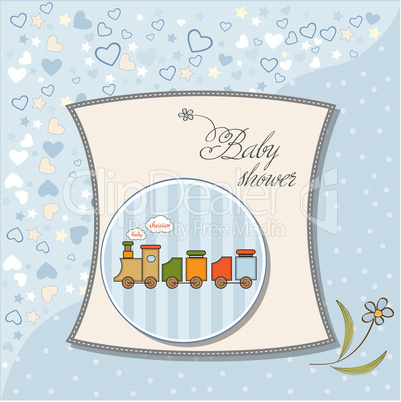 baby  shower card with toy train