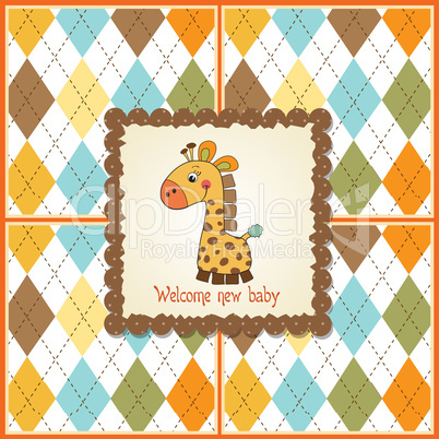 new baby announcement card with giraffe